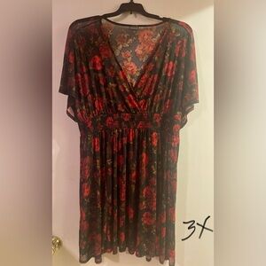Torrid Red and Black Floral Swim Cover-Up